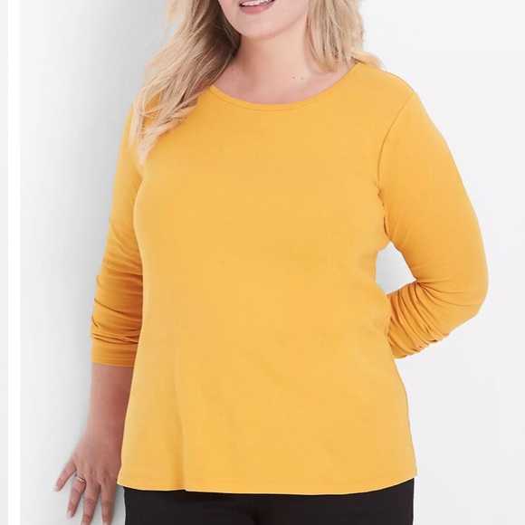 NWT Lane Bryant Classic Long Sleeve Crew Neck Tee, Size 34/36, Sunflower - Picture 3 of 6